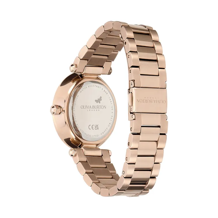 34mm Floral TBar Grey and Carnation Gold Bracelet Watch Women Signature Watches Olivia Burton