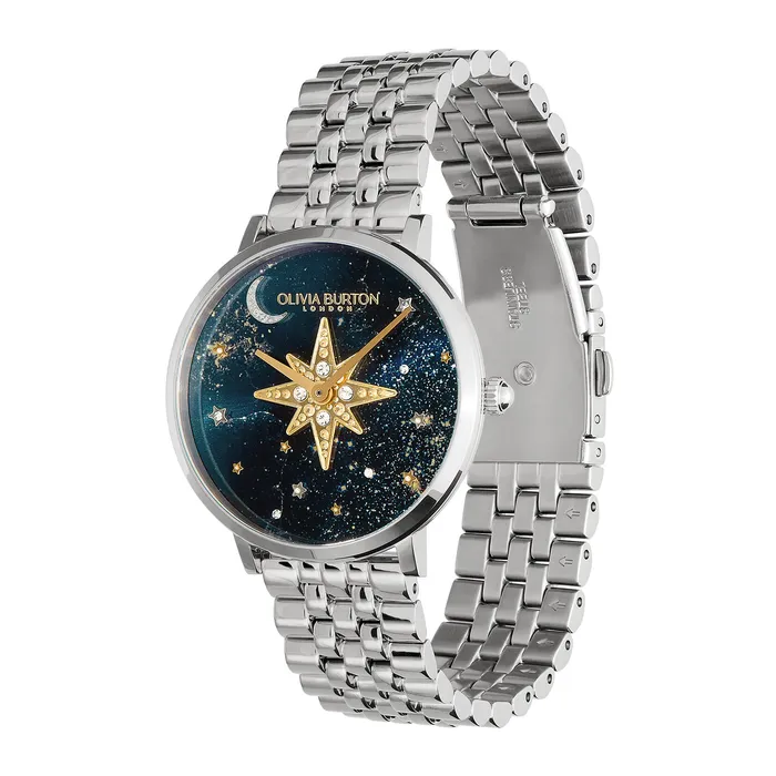 35mm Nova Slim Sapphire Blue and Silver Bracelet Watch Signature Watches Olivia Burton Women