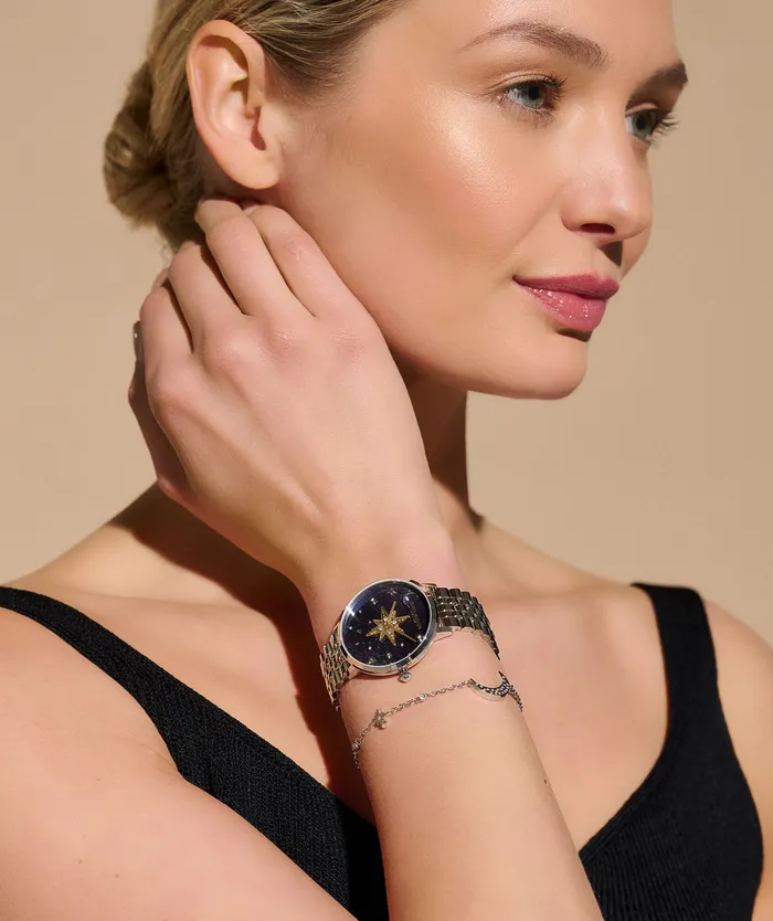 35mm Nova Slim Sapphire Blue and Silver Bracelet Watch Signature Watches Olivia Burton Women