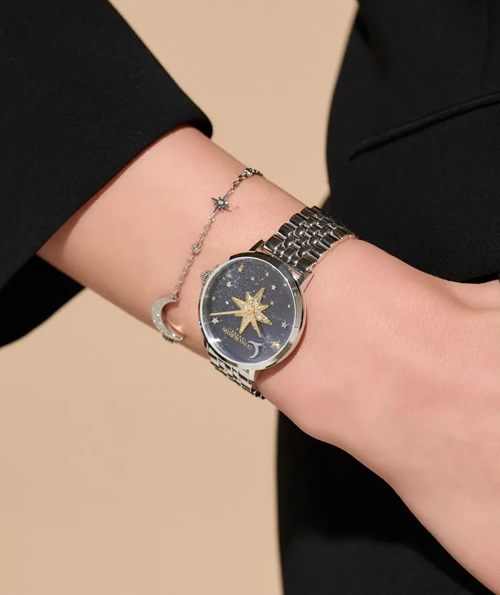 35mm Nova Slim Sapphire Blue and Silver Bracelet Watch Signature Watches Olivia Burton Women