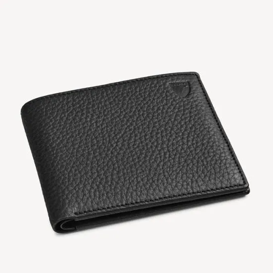 8 Card Billfold Wallet Black Pebble Men Aspinal Of London Billfold Wallets