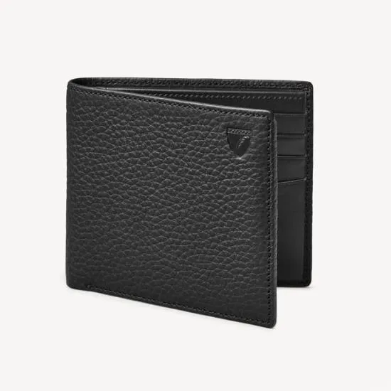 8 Card Billfold Wallet Black Pebble Men Aspinal Of London Billfold Wallets