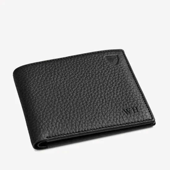 8 Card Billfold Wallet Black Pebble Men Aspinal Of London Billfold Wallets