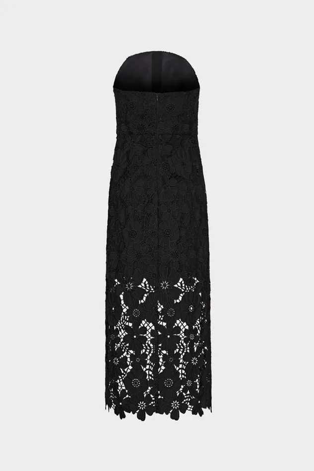 Adrienne Roja Lace Midi Dress Black Women Milly Dresses