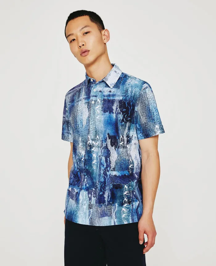 AG Jeans Polos Men Bryce Polo WASHED DENIM MULTI COLOR