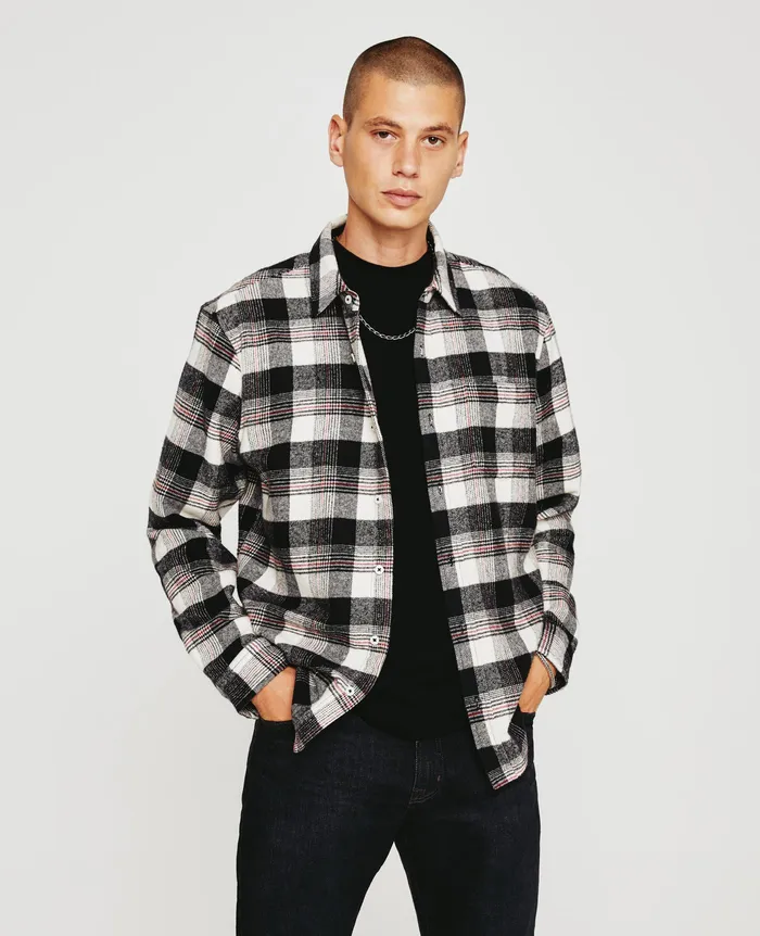 AG Jeans Shirts Men Aiden Shirt FIELD PLAID BLACK MULTI