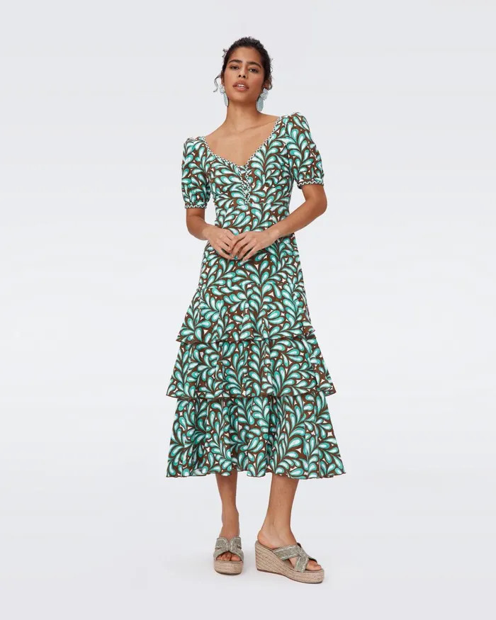 Aire Cotton Dress Seaweed Women DVF Dresses