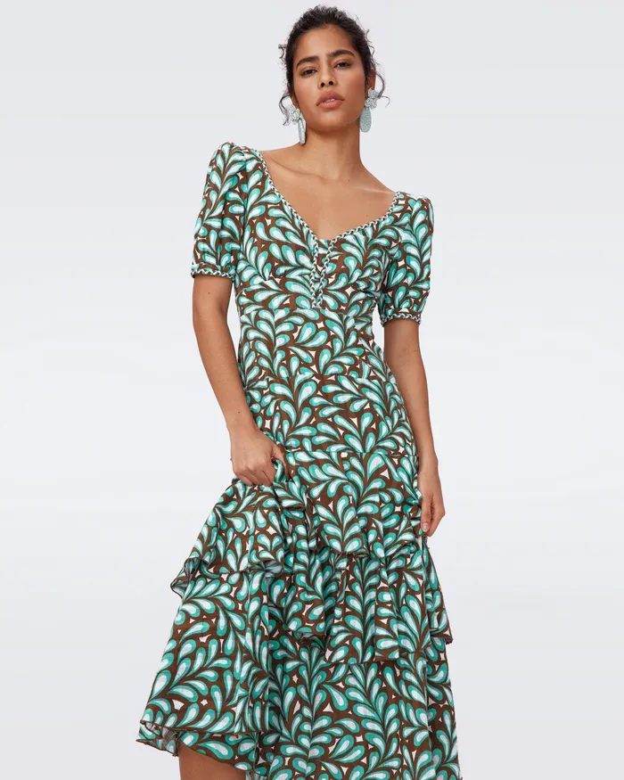 Aire Cotton Dress Seaweed Women DVF Dresses
