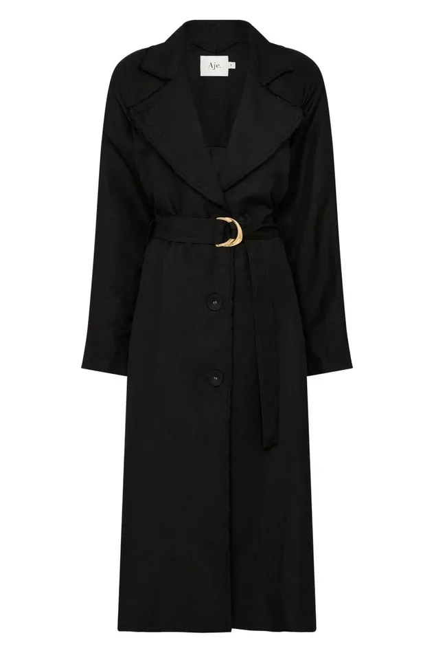 Aje Blazers Jackets and Coats Serene Belted Trench Coat Black 8211 Women Aje Blazers Jackets and Coats Serene Belted Trench Coat Black 8211 Women