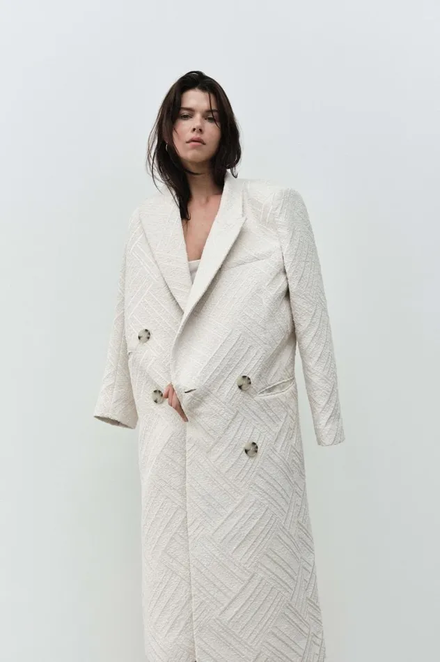 Aje Blazers Jackets and Coats Tectonic Jacquard Coat Cream 8211 Women