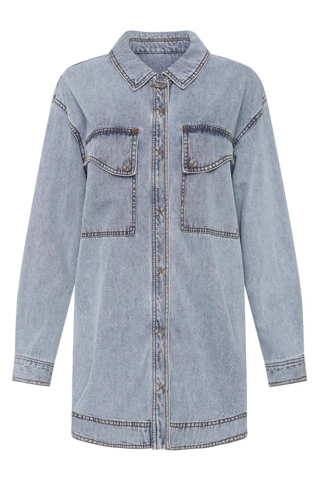 Aje Denim Corie Longline Denim Shirt Mum Wash 8211 Women Aje Denim Corie Longline Denim Shirt Mum Wash 8211 Women