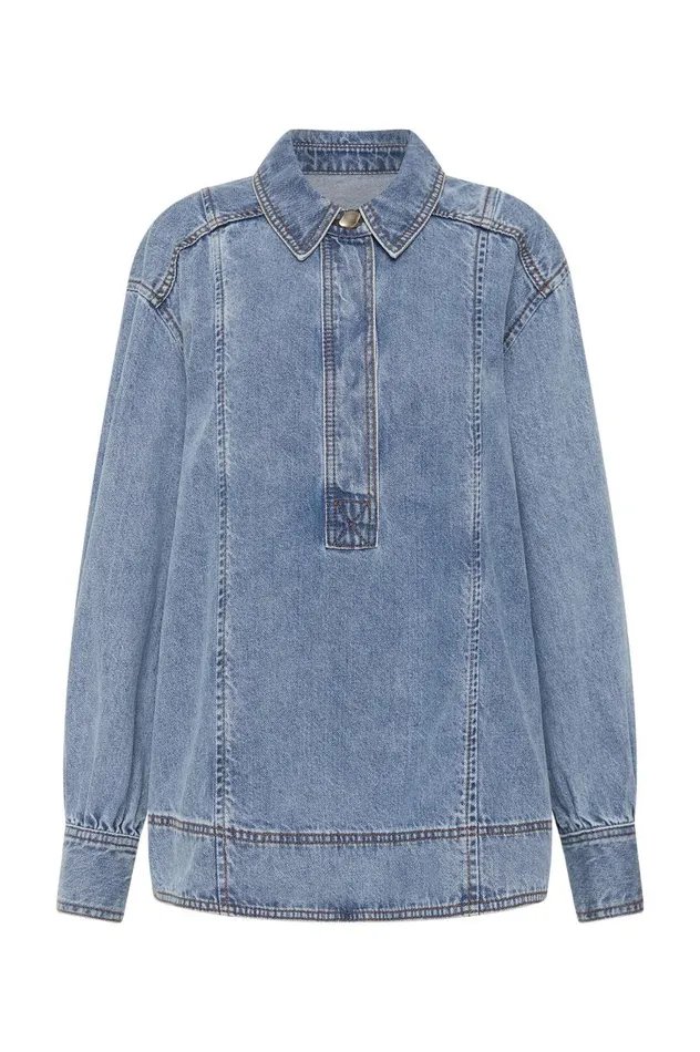 Aje Denim Outline Denim Shirt Coastal Blue 8211 Women Aje Denim Outline Denim Shirt Coastal Blue 8211 Women