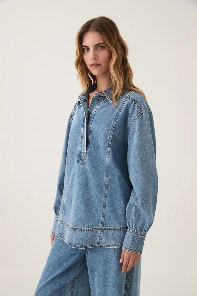 Aje Denim Outline Denim Shirt Coastal Blue 8211 Women Aje Denim Outline Denim Shirt Coastal Blue 8211 Women