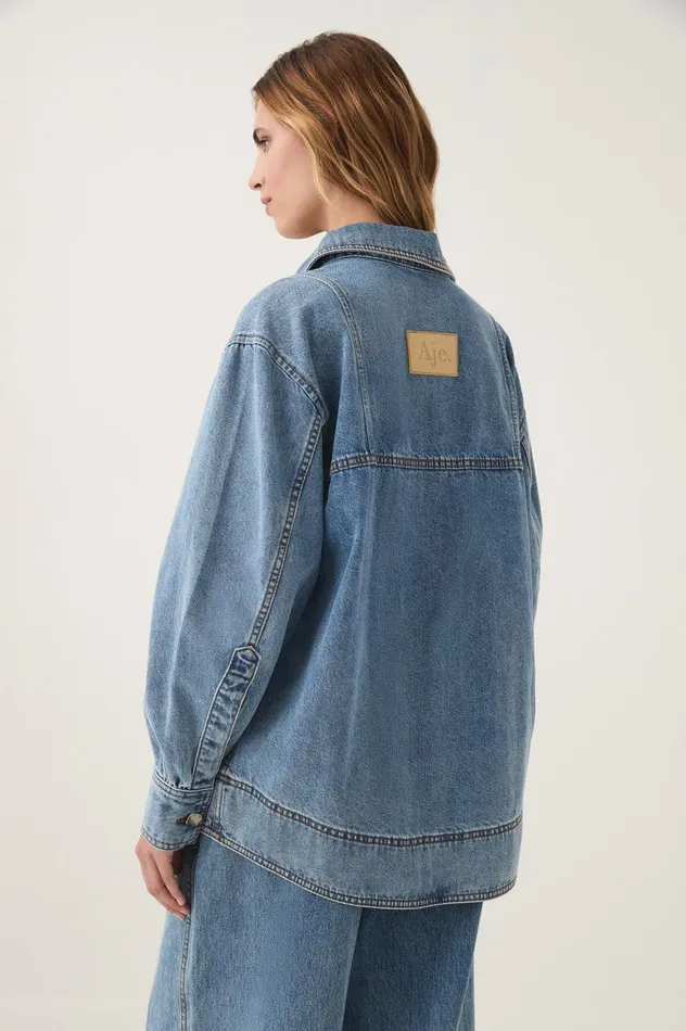 Aje Denim Outline Denim Shirt Coastal Blue 8211 Women Aje Denim Outline Denim Shirt Coastal Blue 8211 Women