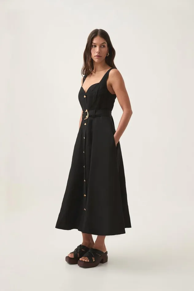 Aje Dresses Clay Belted Midi Dress Black 8211 Women Aje Dresses Clay Belted Midi Dress Black 8211 Women