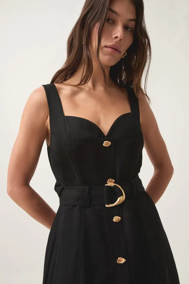 Aje Dresses Clay Belted Midi Dress Black 8211 Women Aje Dresses Clay Belted Midi Dress Black 8211 Women