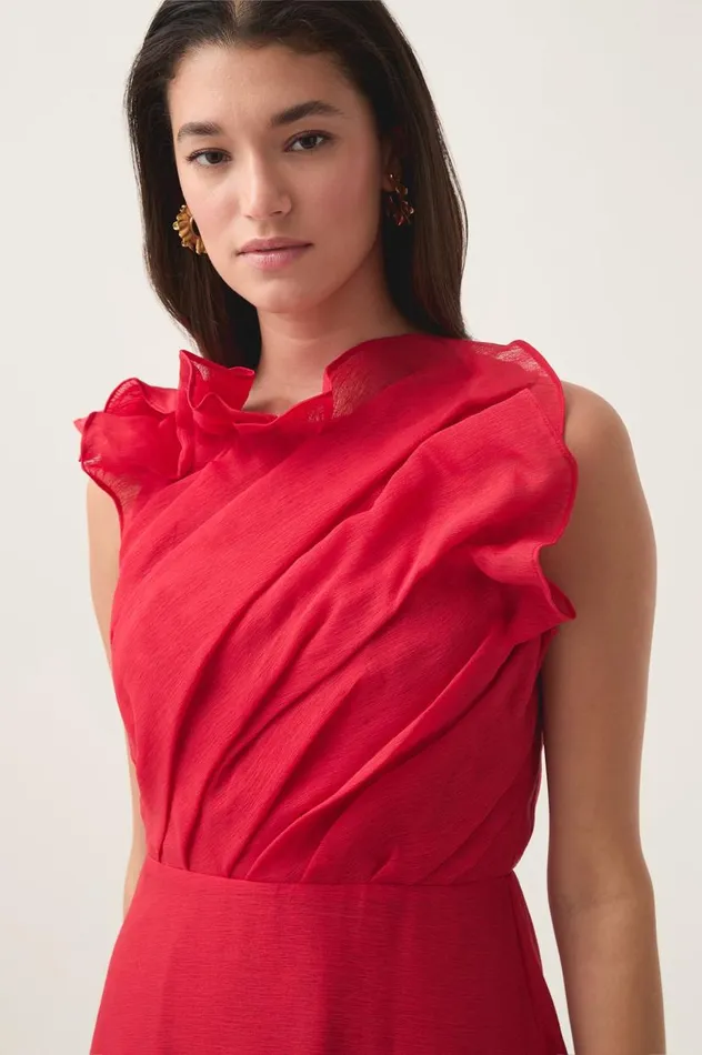 Aje Dresses Genesis Midi Dress Scarlet Red 8211 Women Aje Dresses Genesis Midi Dress Scarlet Red 8211 Women