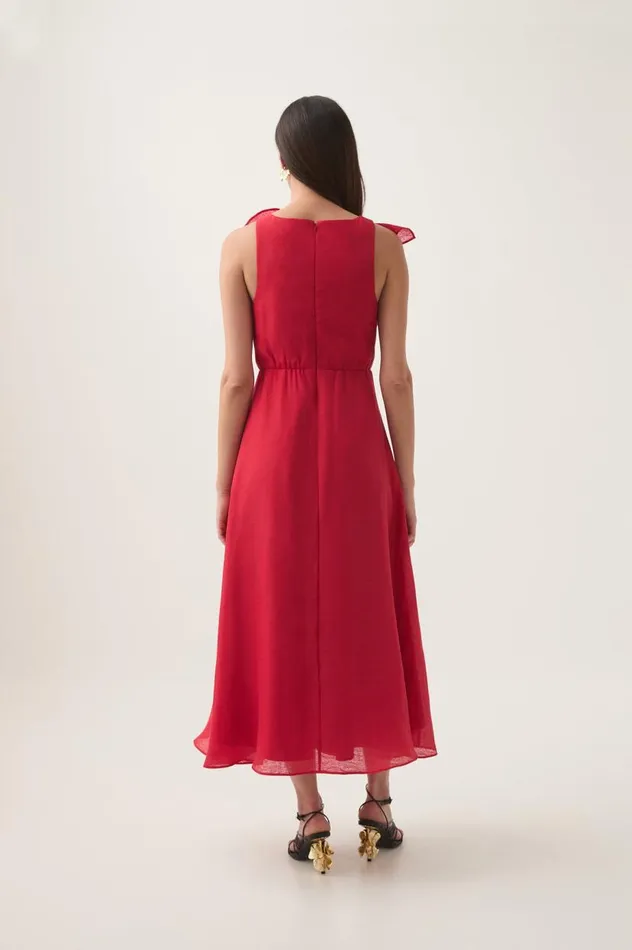 Aje Dresses Genesis Midi Dress Scarlet Red 8211 Women Aje Dresses Genesis Midi Dress Scarlet Red 8211 Women
