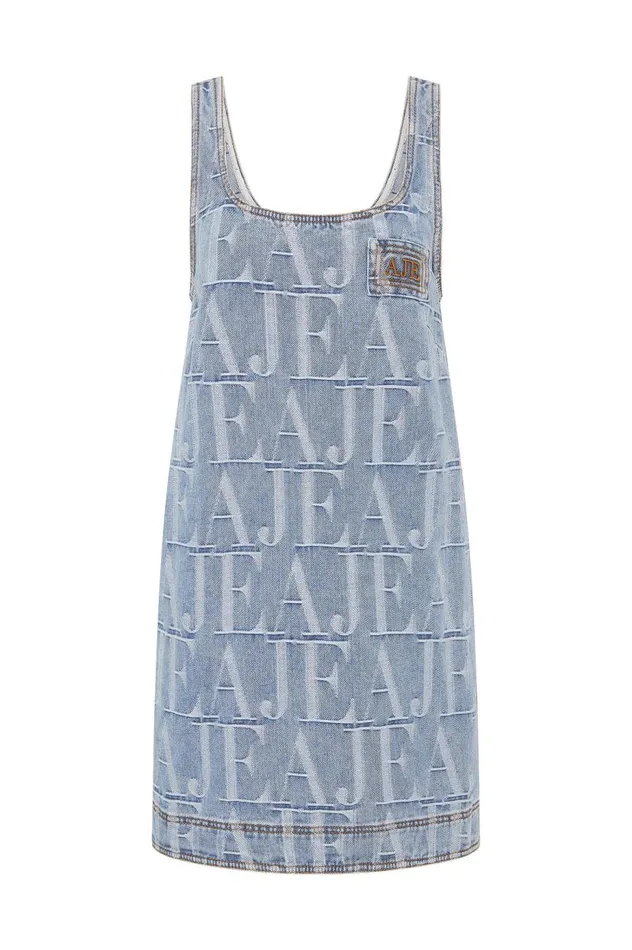 Aje Dresses Nostalgia Denim Mini Dress Coastal Logo Wash 8211 Women Aje Dresses Nostalgia Denim Mini Dress Coastal Logo Wash 8211 Women