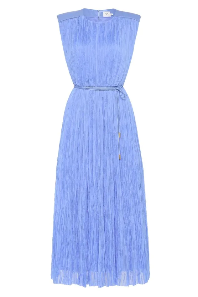 Aje Dresses Solstice Pleated Midi Dress Mist Blue 8211 Women Aje Dresses Solstice Pleated Midi Dress Mist Blue 8211 Women