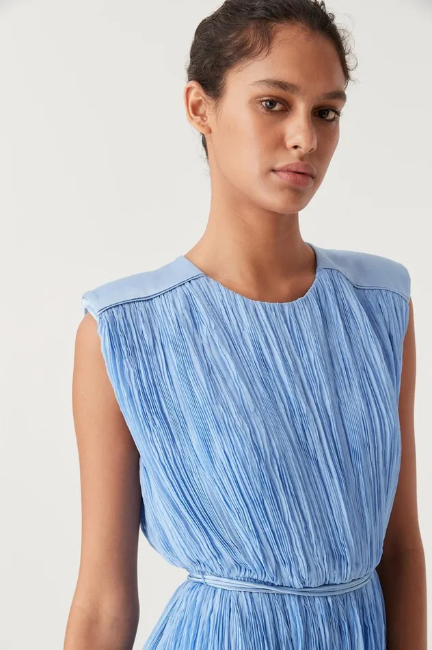 Aje Dresses Solstice Pleated Midi Dress Mist Blue 8211 Women Aje Dresses Solstice Pleated Midi Dress Mist Blue 8211 Women