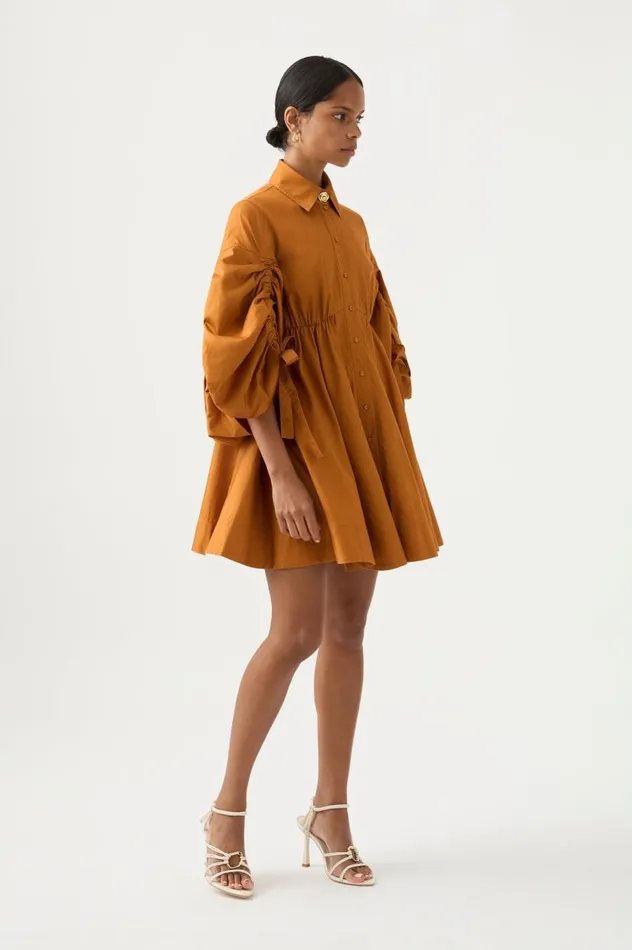 Aje Dresses Utopia Drawstring Mini Dress Chestnut Brown 8211 Women Aje Dresses Utopia Drawstring Mini Dress Chestnut Brown 8211 Women