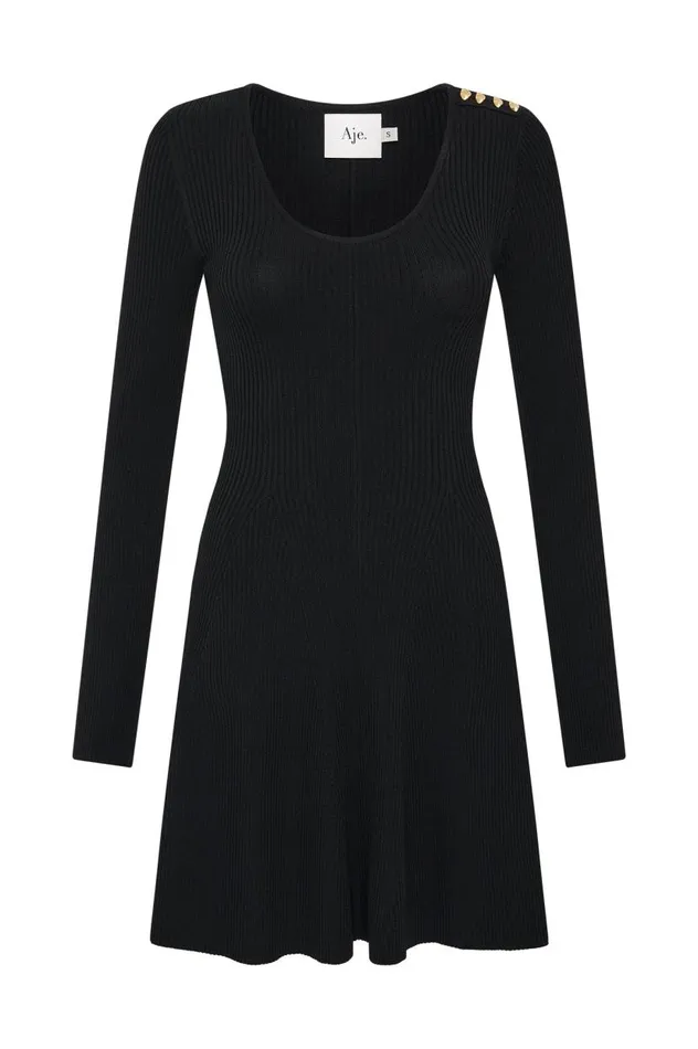 Aje Dresses Zeitgeist Knit Mini Dress Black 8211 Women Aje Dresses Zeitgeist Knit Mini Dress Black 8211 Women