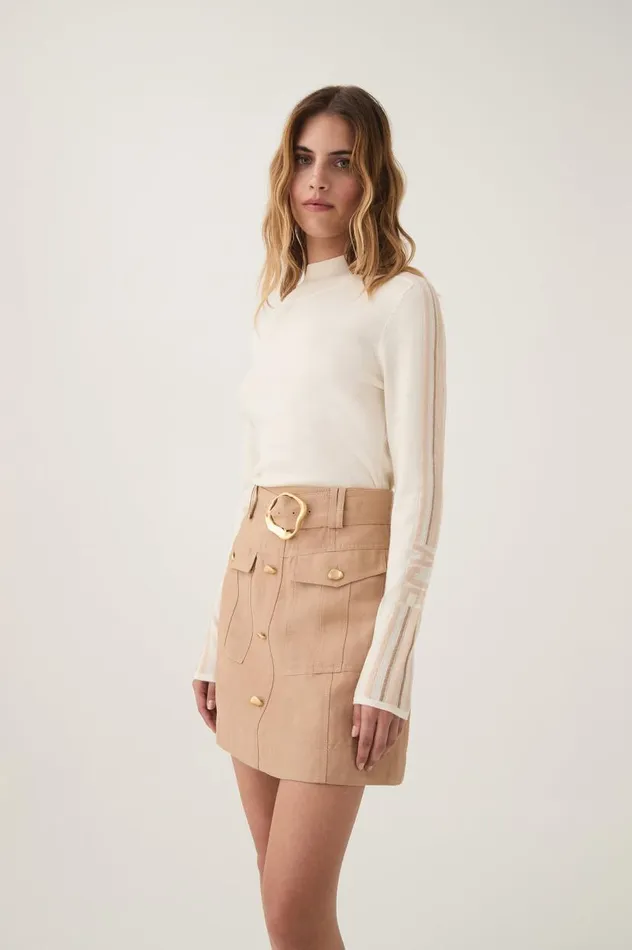 Aje Knitwear and Jumpers Lucielle Stripe Wool Knit Skivvy Ivory 8211 Women Aje Knitwear and Jumpers Lucielle Stripe Wool Knit Skivvy Ivory 8211 Women