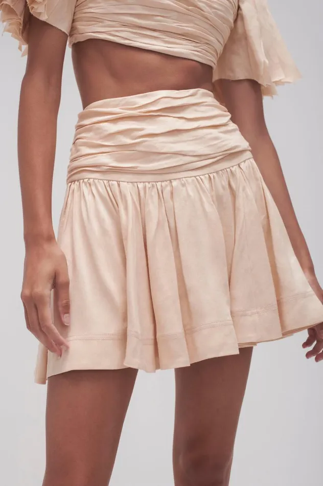 Aje Skirts Cari Ruched Waist Mini Skirt Coconut Cream 8211 Women