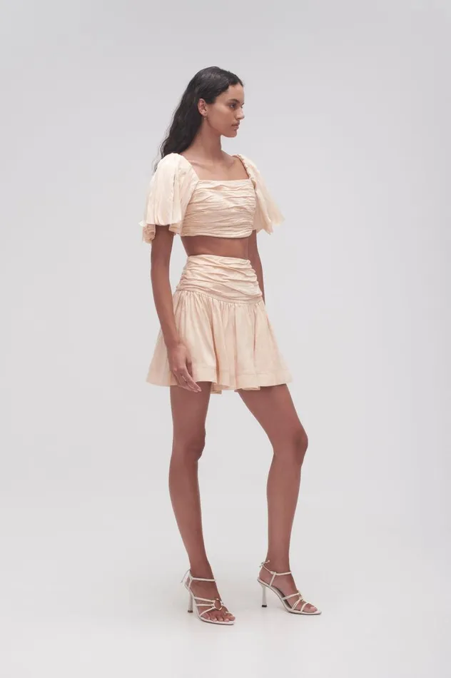 Aje Skirts Cari Ruched Waist Mini Skirt Coconut Cream 8211 Women Aje Skirts Cari Ruched Waist Mini Skirt Coconut Cream 8211 Women