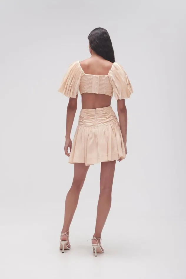 Aje Skirts Cari Ruched Waist Mini Skirt Coconut Cream 8211 Women Aje Skirts Cari Ruched Waist Mini Skirt Coconut Cream 8211 Women