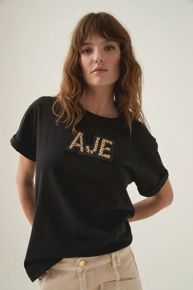 Aje Tees Devotion Braided Logo Tee Blacktaupe 8211 Women