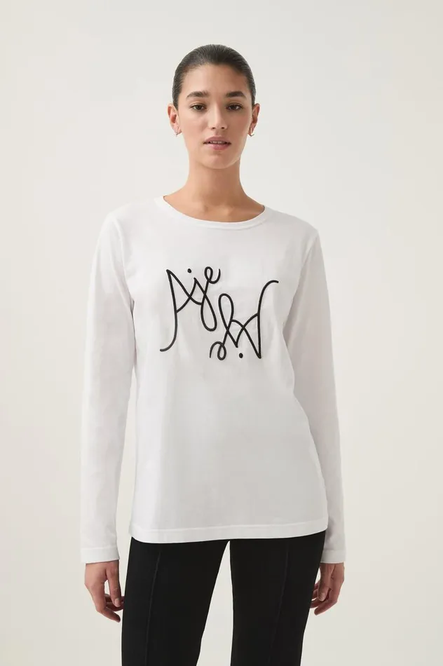 Aje Tees Prophecy Long Sleeve Tee Whiteblack Logo 8211 Women Aje Tees Prophecy Long Sleeve Tee Whiteblack Logo 8211 Women