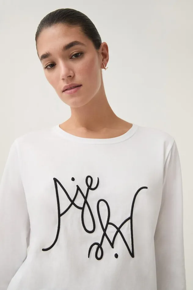 Aje Tees Prophecy Long Sleeve Tee Whiteblack Logo 8211 Women Aje Tees Prophecy Long Sleeve Tee Whiteblack Logo 8211 Women