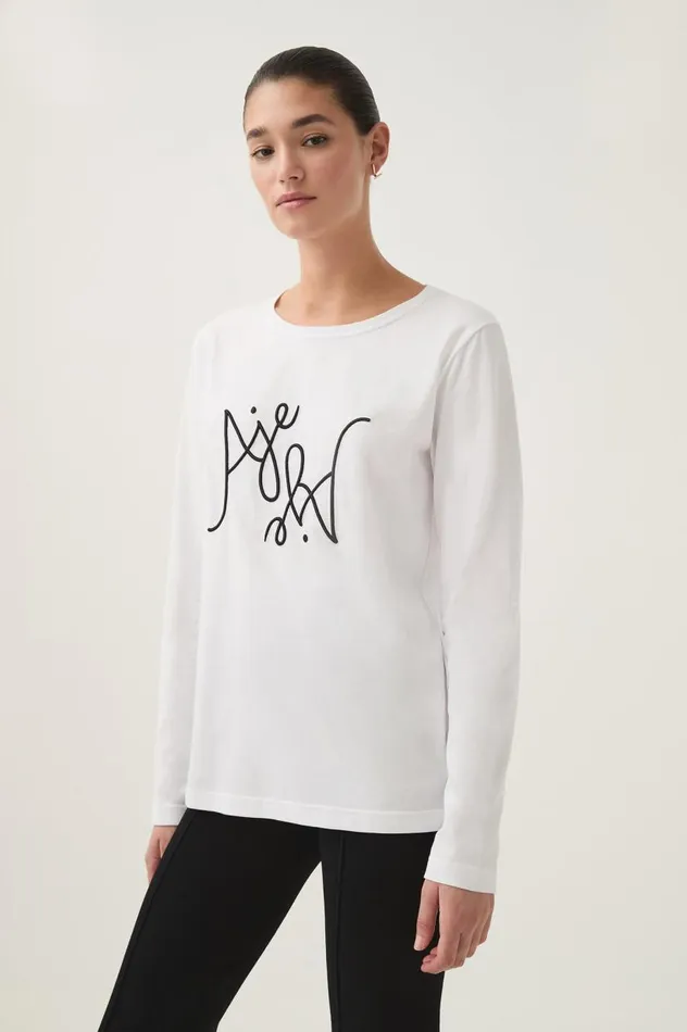 Aje Tees Prophecy Long Sleeve Tee Whiteblack Logo 8211 Women Aje Tees Prophecy Long Sleeve Tee Whiteblack Logo 8211 Women