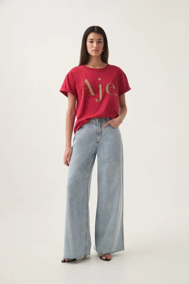 Aje Tees Within Embellished Logo Tee Scarlet Redgold 8211 Women Aje Tees Within Embellished Logo Tee Scarlet Redgold 8211 Women
