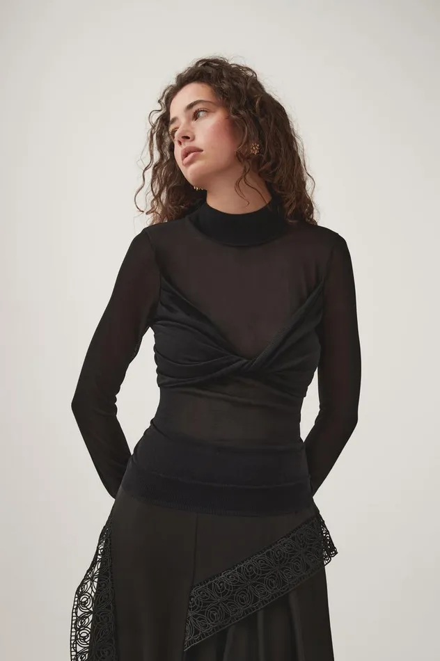 Aje Tops Alchemy Twist Crop Knit Top Black 8211 Women