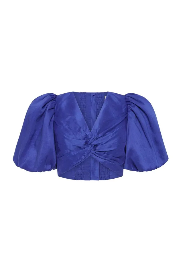Aje Tops Reverb Puff Sleeve Cropped Top Cobalt Blue 8211 Women Aje Tops Reverb Puff Sleeve Cropped Top Cobalt Blue 8211 Women