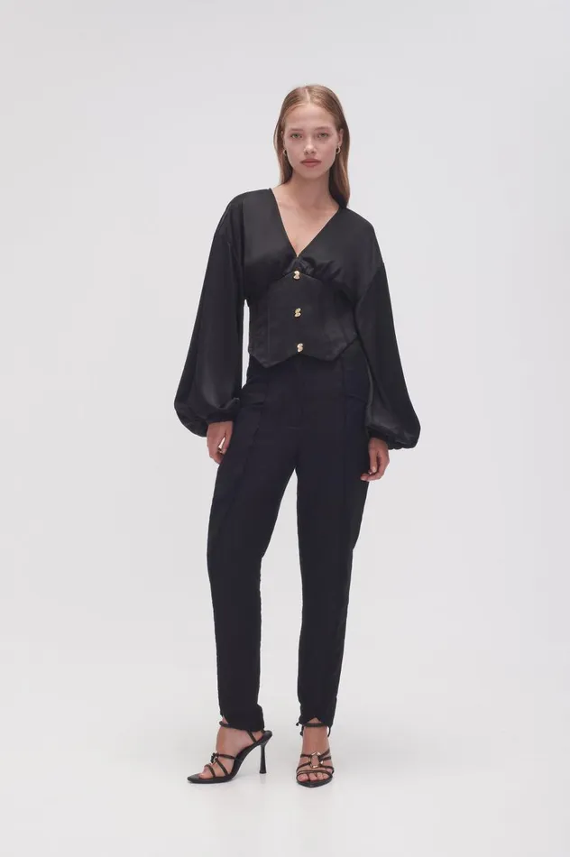 Aje Tops Spirit Corsetted Blouse Black 8211 Women Aje Tops Spirit Corsetted Blouse Black 8211 Women