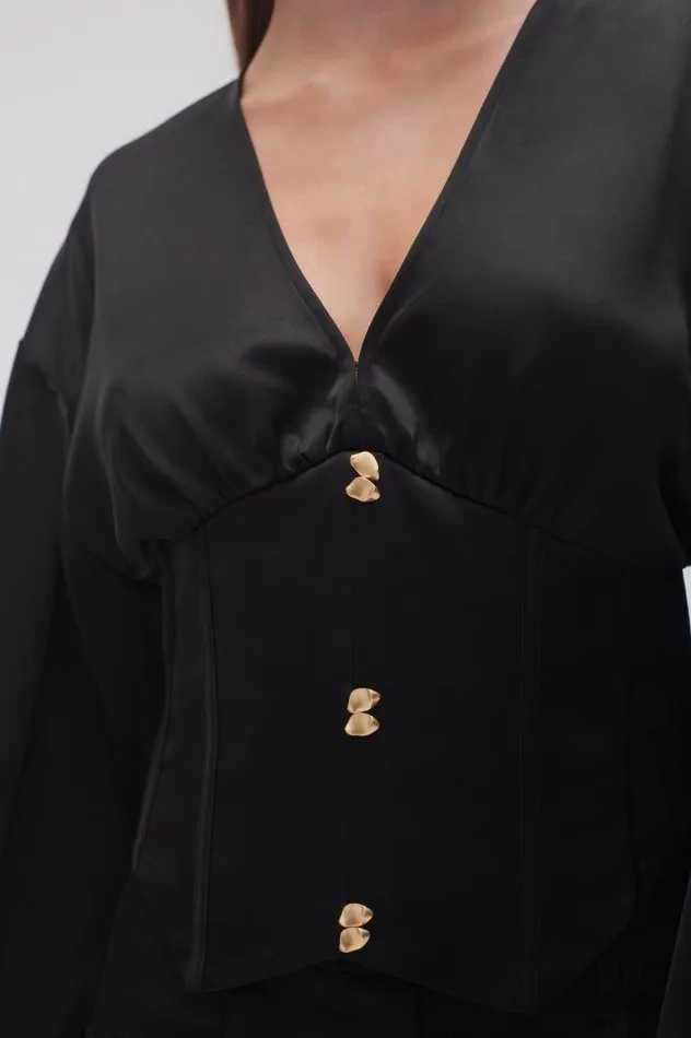 Aje Tops Spirit Corsetted Blouse Black 8211 Women Aje Tops Spirit Corsetted Blouse Black 8211 Women