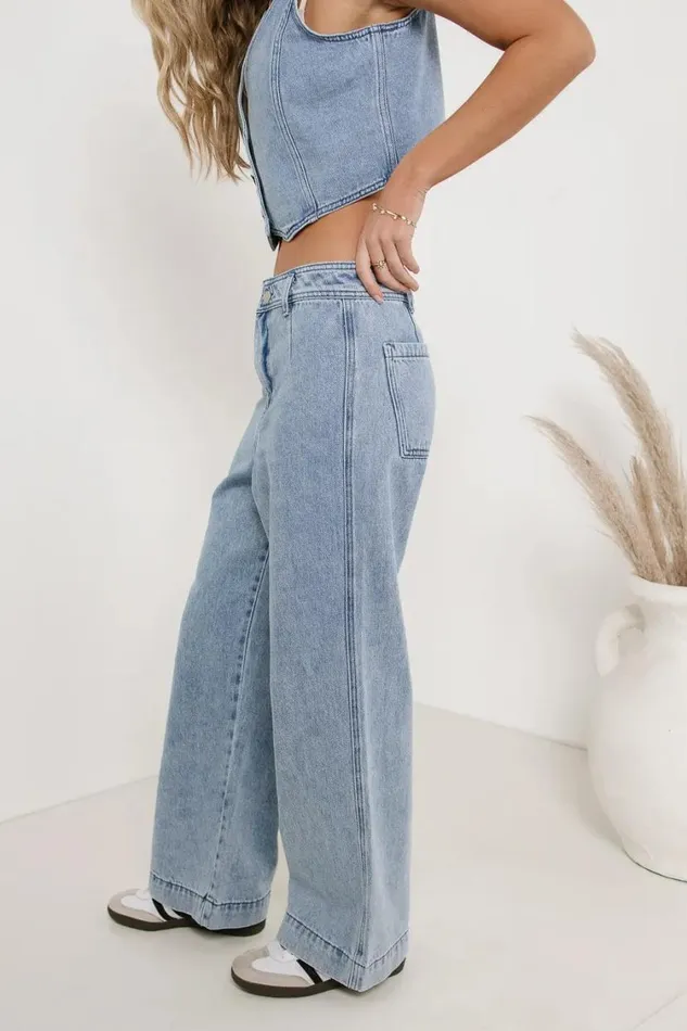 All Bottoms Women Bohme Georgia Wide Leg Jeans In Light Wash 8211 FINAL SALE Light Wash