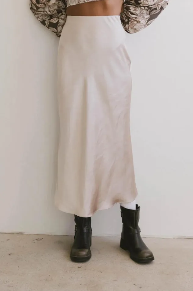 All Bottoms Women Bohme Preston Satin Skirt In Champagne Champagne