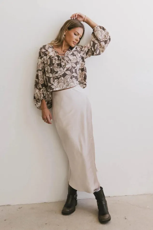 All Bottoms Women Bohme Preston Satin Skirt In Champagne Champagne