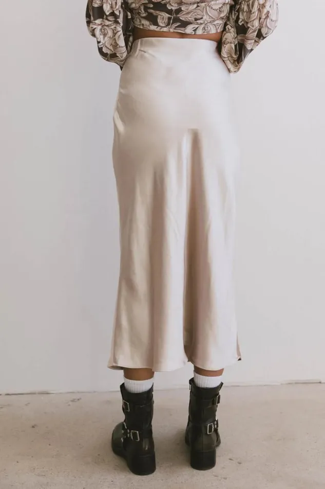 All Bottoms Women Bohme Preston Satin Skirt In Champagne Champagne