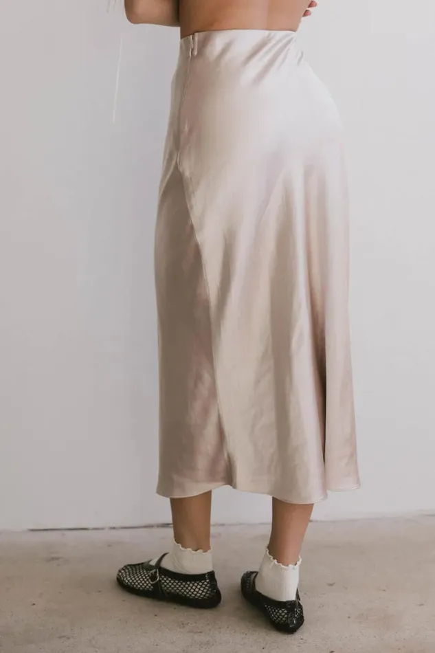 All Bottoms Women Bohme Preston Satin Skirt In Champagne Champagne