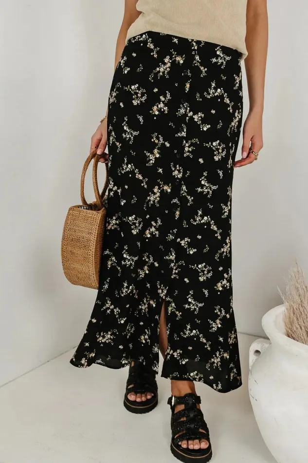 All Bottoms Women Bohme Rory Floral Skirt In Black Black