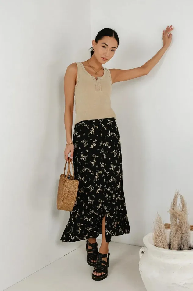 All Bottoms Women Bohme Rory Floral Skirt In Black Black