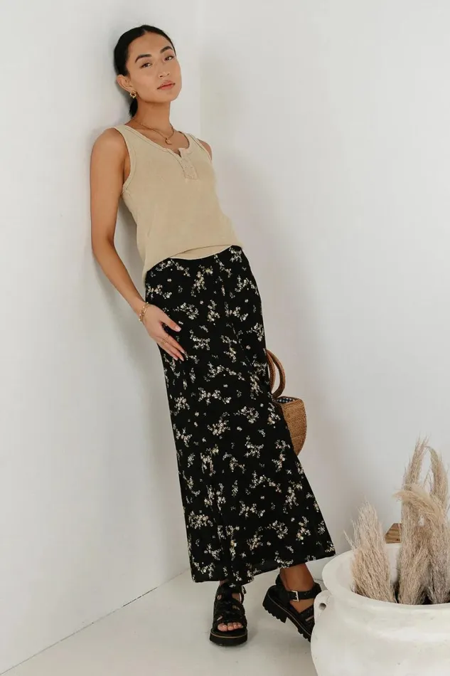 All Bottoms Women Bohme Rory Floral Skirt In Black Black