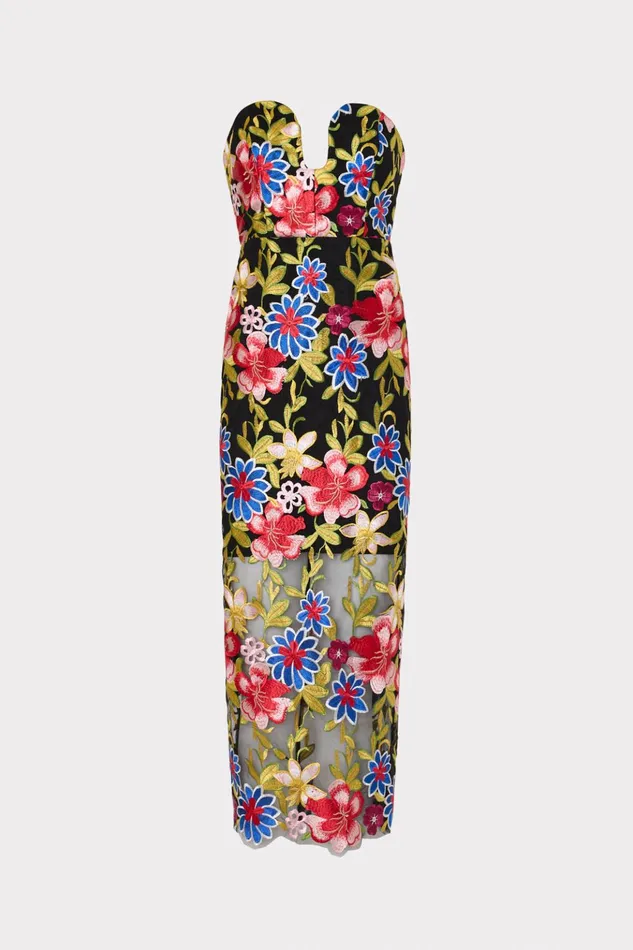Artem Spanish Garden Embroidery Dress Red Multi Women Milly Dresses