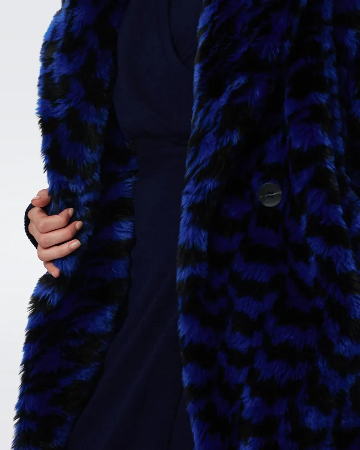 Arwen Coat Houndstooth Royal Blue Women DVF Jackets and Coats